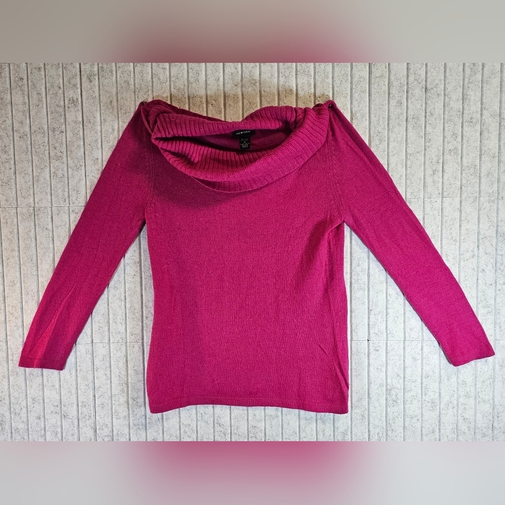 Spense Pink Cowl Neck Sweater Medium Angora Blend Long Sleeve Pullover